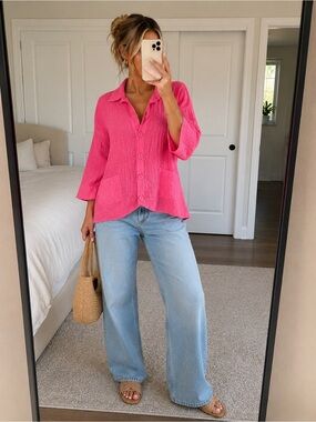 Women’s Button-Front Textured Blouse